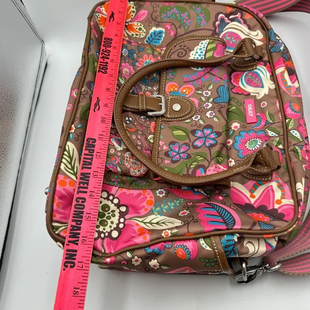 Oilily Carry All Floral Paisley Laptop Travel Bag Wood Brown OCB2203-8100 NWT